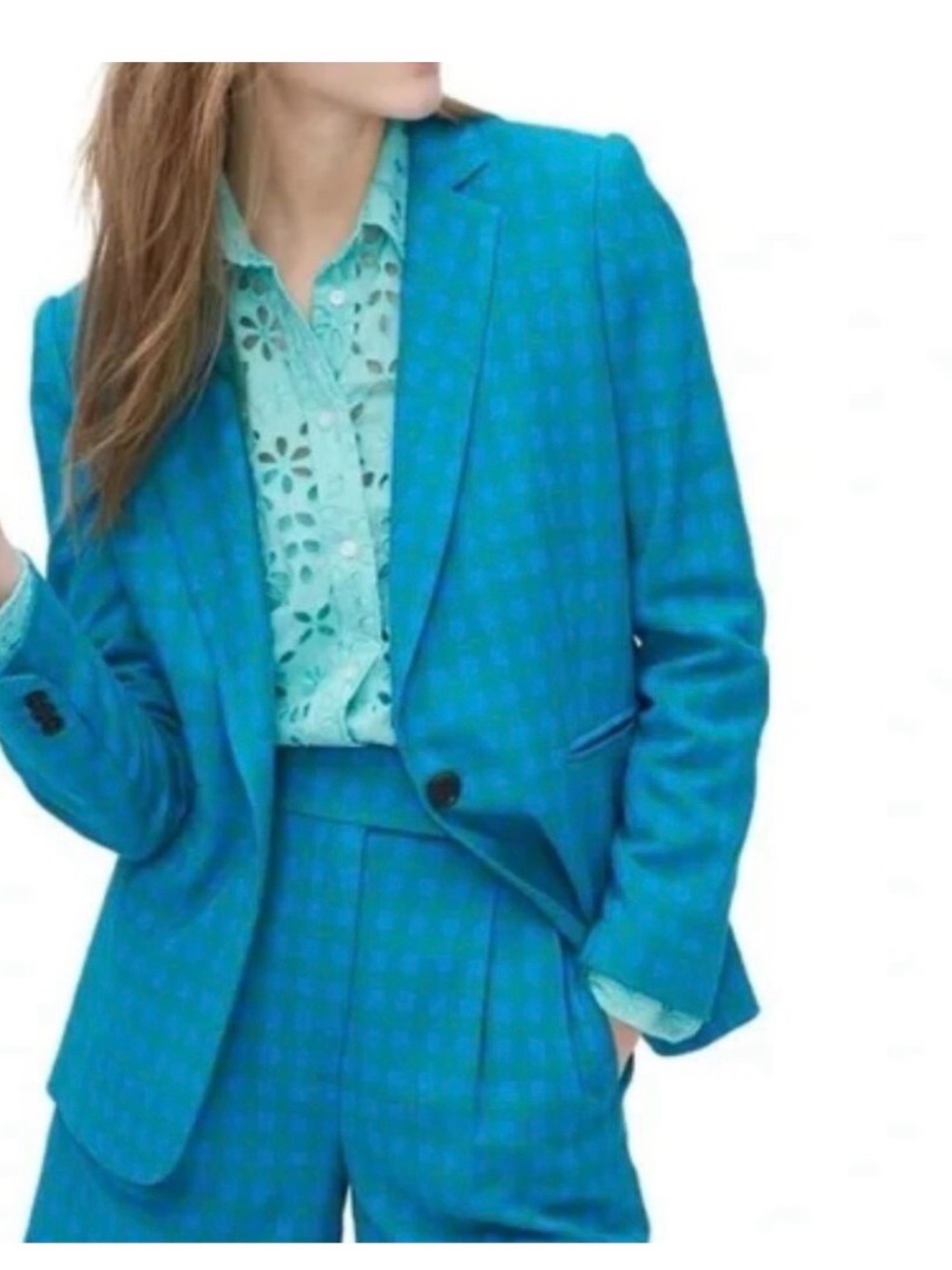 J. Crew Parke Colorful Blue Gingham Plaid Single-Button Blazer - Picture 2 of 8